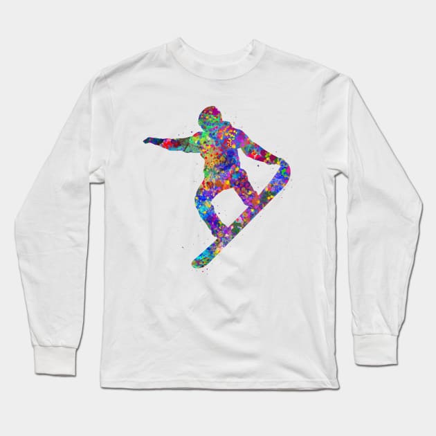 Snowboarding Long Sleeve T-Shirt by Yahya Art